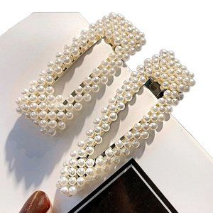 Women's Faux Pearl Hair Clips Barrettes - Set of 2